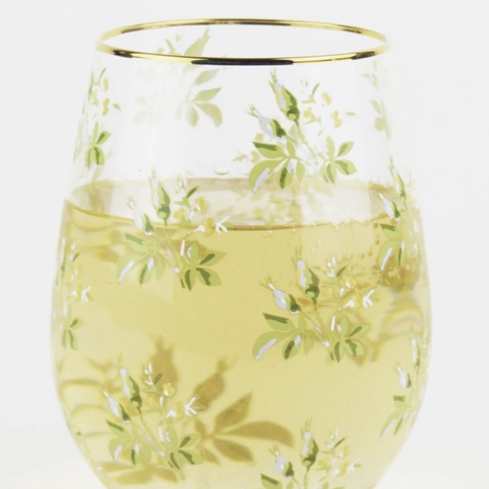 Oak Lane Stemless Wine Glass Garden Buds 4 Piece